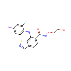 O=C(NOCCO)c1ccc2cnsc2c1Nc1ccc(I)cc1F ZINC000084688315