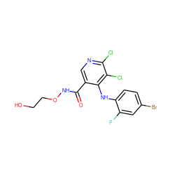 O=C(NOCCO)c1cnc(Cl)c(Cl)c1Nc1ccc(Br)cc1F ZINC000028567134
