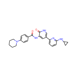 O=C(Nc1cc(-c2cccc(NC3CC3)n2)c[nH]c1=O)c1ccc(N2CCCCC2)cc1 ZINC000034642477