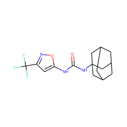 O=C(Nc1cc(C(F)(F)F)no1)NC12CC3CC(CC(C3)C1)C2 ZINC000096271178