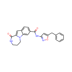 O=C(Nc1cc(Cc2ccccc2)on1)c1ccc2cc3n(c2c1)CCCNC3=O ZINC000147844553