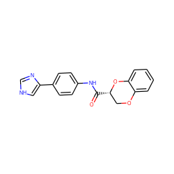 O=C(Nc1ccc(-c2c[nH]cn2)cc1)[C@H]1COc2ccccc2O1 ZINC000040943599
