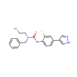 O=C(Nc1ccc(-c2cn[nH]c2)cc1F)N(CCO)Cc1ccccc1 ZINC000095587124