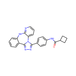 O=C(Nc1ccc(-c2nnc3n2-c2cccnc2Nc2ccccc2-3)cc1)C1CCC1 ZINC000142316219