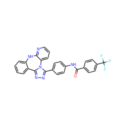 O=C(Nc1ccc(-c2nnc3n2-c2cccnc2Nc2ccccc2-3)cc1)c1ccc(C(F)(F)F)cc1 ZINC000141908491