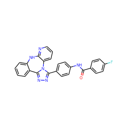 O=C(Nc1ccc(-c2nnc3n2-c2cccnc2Nc2ccccc2-3)cc1)c1ccc(F)cc1 ZINC000143043705