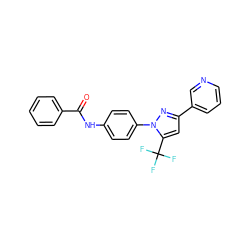 O=C(Nc1ccc(-n2nc(-c3cccnc3)cc2C(F)(F)F)cc1)c1ccccc1 ZINC000064512538