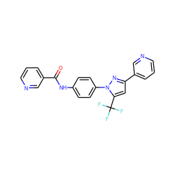 O=C(Nc1ccc(-n2nc(-c3cccnc3)cc2C(F)(F)F)cc1)c1cccnc1 ZINC000064512290