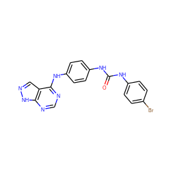 O=C(Nc1ccc(Br)cc1)Nc1ccc(Nc2ncnc3[nH]ncc23)cc1 ZINC000095588640