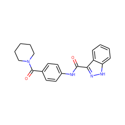 O=C(Nc1ccc(C(=O)N2CCCCC2)cc1)c1n[nH]c2ccccc12 ZINC000220740873