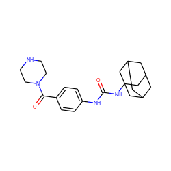 O=C(Nc1ccc(C(=O)N2CCNCC2)cc1)NC12CC3CC(CC(C3)C1)C2 ZINC000049113072