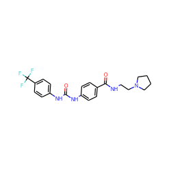 O=C(Nc1ccc(C(=O)NCCN2CCCC2)cc1)Nc1ccc(C(F)(F)F)cc1 ZINC000049113486