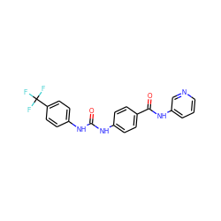 O=C(Nc1ccc(C(=O)Nc2cccnc2)cc1)Nc1ccc(C(F)(F)F)cc1 ZINC000049049948