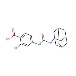 O=C(Nc1ccc(C(=O)O)c(O)c1)NC12CC3CC(CC(C3)C1)C2 ZINC000040974235
