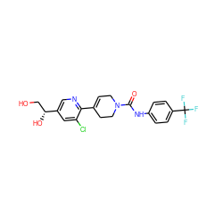 O=C(Nc1ccc(C(F)(F)F)cc1)N1CC=C(c2ncc([C@H](O)CO)cc2Cl)CC1 ZINC000138781442