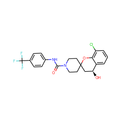 O=C(Nc1ccc(C(F)(F)F)cc1)N1CCC2(CC1)C[C@H](O)c1cccc(Cl)c1O2 ZINC000096286112