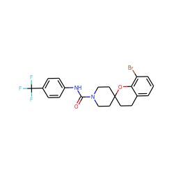 O=C(Nc1ccc(C(F)(F)F)cc1)N1CCC2(CCc3cccc(Br)c3O2)CC1 ZINC000068246533
