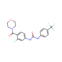 O=C(Nc1ccc(C(F)(F)F)cc1)Nc1ccc(C(=O)N2CCOCC2)c(F)c1 ZINC000043193890