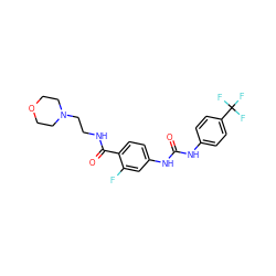O=C(Nc1ccc(C(F)(F)F)cc1)Nc1ccc(C(=O)NCCN2CCOCC2)c(F)c1 ZINC000049067491