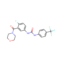 O=C(Nc1ccc(C(F)(F)F)cc1)Nc1ccc(F)c(C(=O)N2CCOCC2)c1 ZINC000049051962