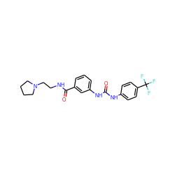 O=C(Nc1ccc(C(F)(F)F)cc1)Nc1cccc(C(=O)NCCN2CCCC2)c1 ZINC000049784727