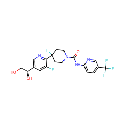 O=C(Nc1ccc(C(F)(F)F)cn1)N1CCC(F)(c2ncc([C@@H](O)CO)cc2F)CC1 ZINC000141072026