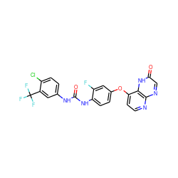 O=C(Nc1ccc(Cl)c(C(F)(F)F)c1)Nc1ccc(Oc2ccnc3ncc(=O)[nH]c23)cc1F ZINC000058568419