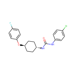 O=C(Nc1ccc(Cl)cc1)N[C@H]1CC[C@H](Oc2ccc(F)cc2)CC1 ZINC000103236494