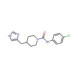 O=C(Nc1ccc(Cl)cc1)N1CCC(Cc2c[nH]cn2)CC1 ZINC000028563856