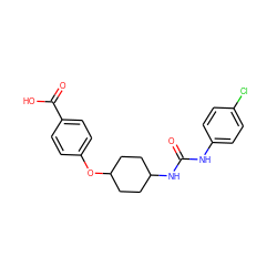 O=C(Nc1ccc(Cl)cc1)NC1CCC(Oc2ccc(C(=O)O)cc2)CC1 ZINC000221593470