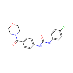 O=C(Nc1ccc(Cl)cc1)Nc1ccc(C(=O)N2CCOCC2)cc1 ZINC000002212042