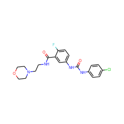 O=C(Nc1ccc(Cl)cc1)Nc1ccc(F)c(C(=O)NCCN2CCOCC2)c1 ZINC000049109523
