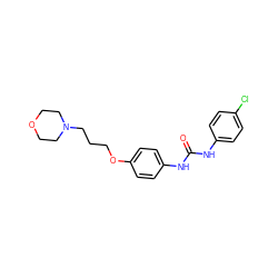 O=C(Nc1ccc(Cl)cc1)Nc1ccc(OCCCN2CCOCC2)cc1 ZINC000042920485