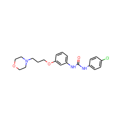 O=C(Nc1ccc(Cl)cc1)Nc1cccc(OCCCN2CCOCC2)c1 ZINC000043079610