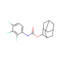 O=C(Nc1ccc(F)c(F)c1F)OC1C2CC3CC(C2)CC1C3 ZINC000072114700