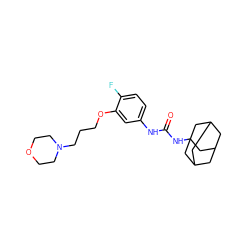 O=C(Nc1ccc(F)c(OCCCN2CCOCC2)c1)NC12CC3CC(CC(C3)C1)C2 ZINC000043068783