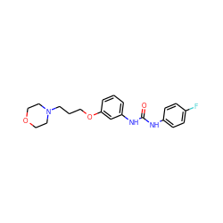 O=C(Nc1ccc(F)cc1)Nc1cccc(OCCCN2CCOCC2)c1 ZINC000043062806