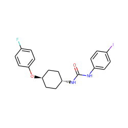 O=C(Nc1ccc(I)cc1)N[C@H]1CC[C@H](Oc2ccc(F)cc2)CC1 ZINC000103235710