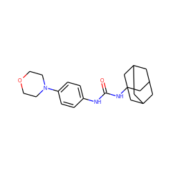 O=C(Nc1ccc(N2CCOCC2)cc1)NC12CC3CC(CC(C3)C1)C2 ZINC000043467312
