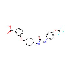 O=C(Nc1ccc(OC(F)(F)F)cc1)N[C@H]1CC[C@H](Oc2cccc(C(=O)O)c2)CC1 ZINC000101108350
