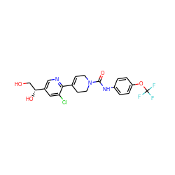 O=C(Nc1ccc(OC(F)(F)F)cc1)N1CC=C(c2ncc([C@H](O)CO)cc2Cl)CC1 ZINC000141058166