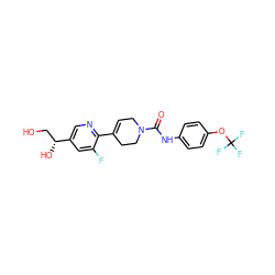 O=C(Nc1ccc(OC(F)(F)F)cc1)N1CC=C(c2ncc([C@H](O)CO)cc2F)CC1 ZINC000141056974