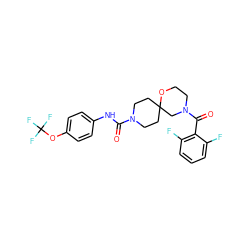 O=C(Nc1ccc(OC(F)(F)F)cc1)N1CCC2(CC1)CN(C(=O)c1c(F)cccc1F)CCO2 ZINC000103230987