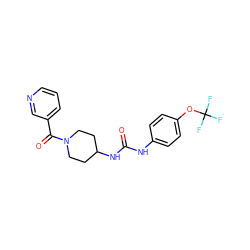 O=C(Nc1ccc(OC(F)(F)F)cc1)NC1CCN(C(=O)c2cccnc2)CC1 ZINC000066078066
