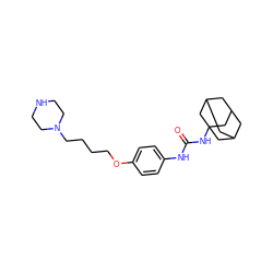 O=C(Nc1ccc(OCCCCN2CCNCC2)cc1)NC12CC3CC(CC(C3)C1)C2 ZINC000066264089