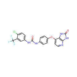 O=C(Nc1ccc(Oc2ccnc3[nH]c(=O)[nH]c23)cc1)Nc1ccc(Cl)c(C(F)(F)F)c1 ZINC000040918464
