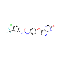 O=C(Nc1ccc(Oc2ccnc3[nH]c(=O)cnc23)cc1)Nc1ccc(Cl)c(C(F)(F)F)c1 ZINC000058538421