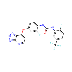 O=C(Nc1ccc(Oc2ccnc3n[nH]nc23)cc1F)Nc1cc(C(F)(F)F)ccc1F ZINC000058538414
