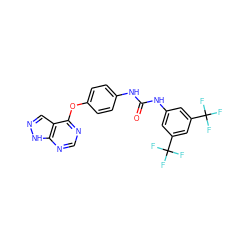 O=C(Nc1ccc(Oc2ncnc3[nH]ncc23)cc1)Nc1cc(C(F)(F)F)cc(C(F)(F)F)c1 ZINC000095588009