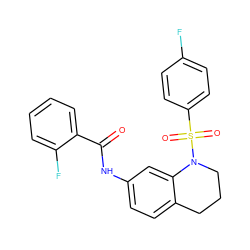 O=C(Nc1ccc2c(c1)N(S(=O)(=O)c1ccc(F)cc1)CCC2)c1ccccc1F ZINC000009569441